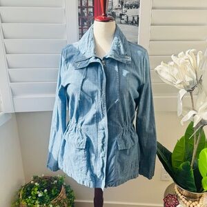 croft & barrow Light Blue Utility Jacket with Drawstring Waist